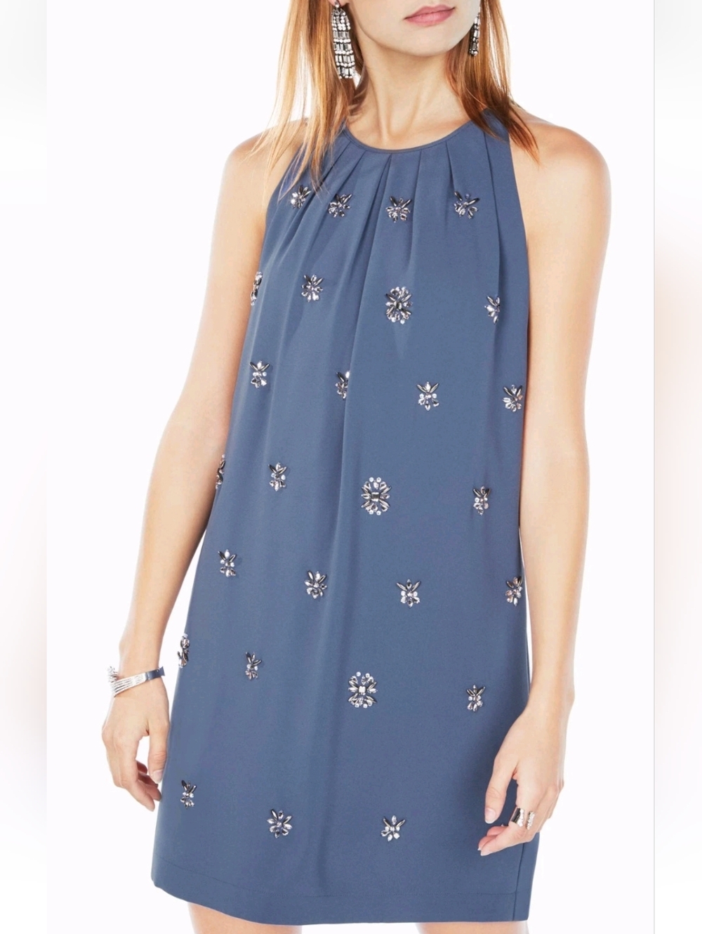 BCBGMAXAZRIA Womens Shift Dress NWT Haze Lynzie Beaded Gems Cocktail Party Large